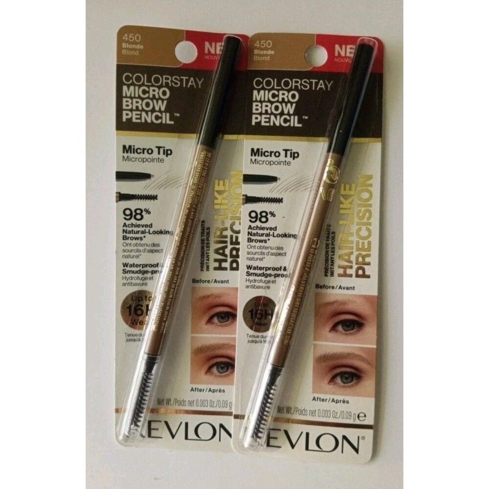 Lot of 2 Revlon Colorstay Micro Brow Pencil 450 Blonde Waterproof Up To 16 Hour